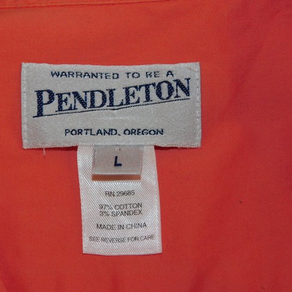 Pendleton Button Down Orange Blouse Size Large - Picture 9 of 10